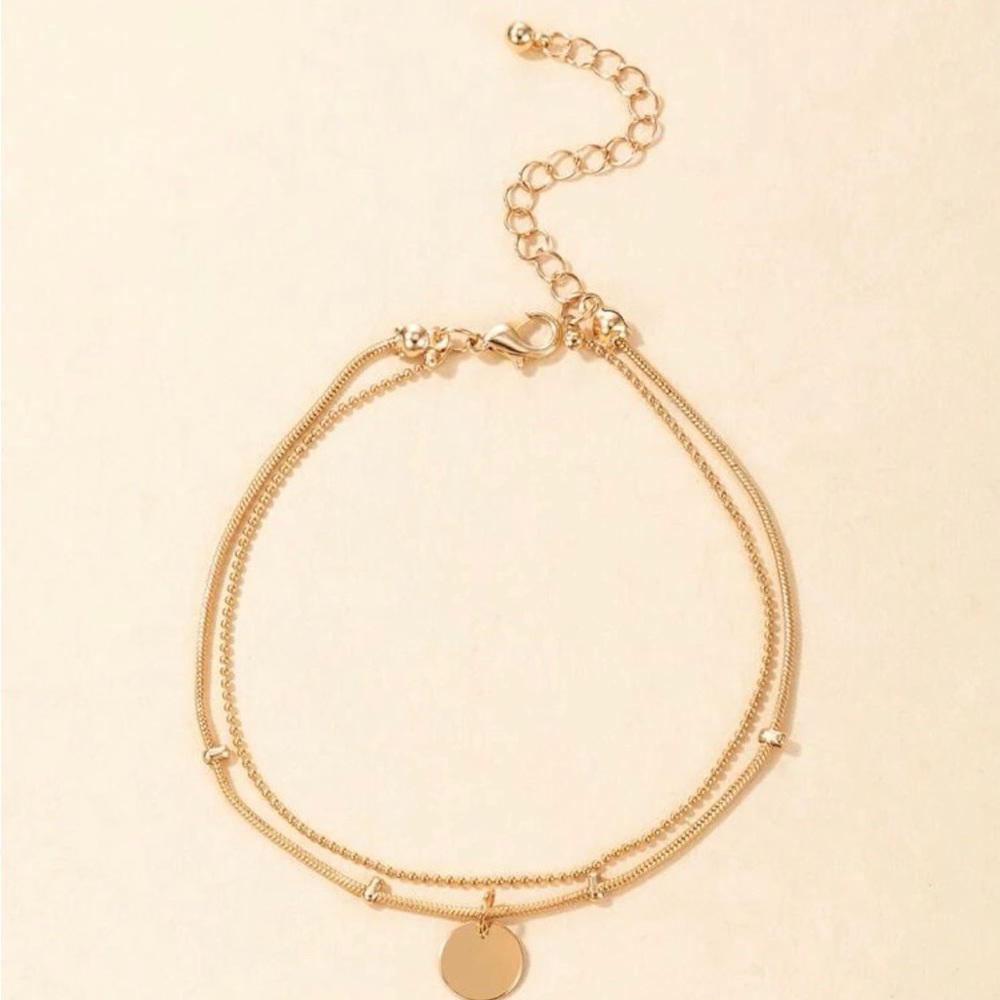 Gold Disc Layered Anklets - Picture 3 of 3
